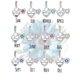 Dangle heart birthstone charm