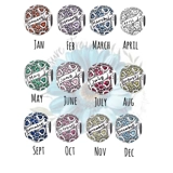 Round jewelled heart birthstone charm