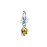 Rose and gem dangle charm