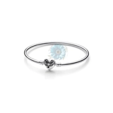 Butterfly heart charm bangle