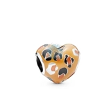 Leopard print heart charm