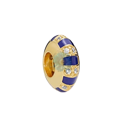Blue and gold round charm