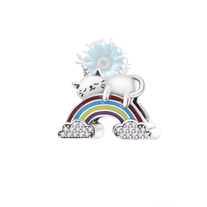 Cat and rainbow charm