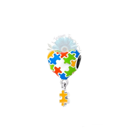 Rainbow jigsaw heart charm