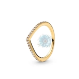Gemmed wishbone ring