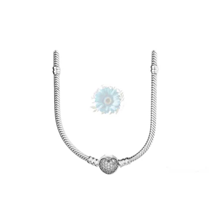 Round gemmed heart charm necklace
