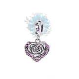 Jewelled dangle rose heart charm