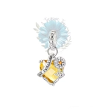 Glass heart and sunflower charm