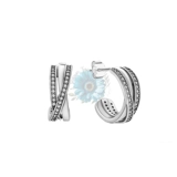 Crossed jewel hoop earrings