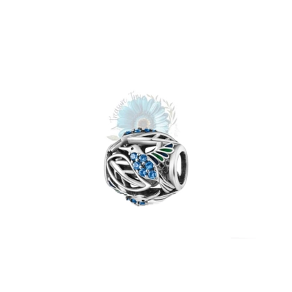 Round leaf and bird charm Round leaf and bird charm