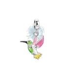 Pink and green hummingbird charm