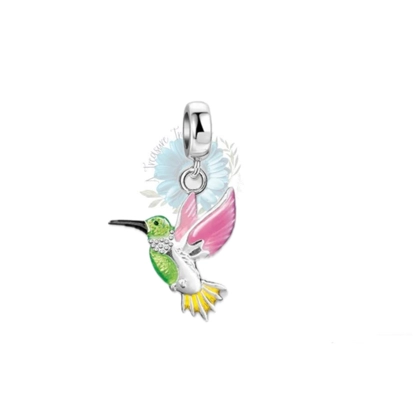 Pink and green hummingbird charm Pink and green hummingbird charm