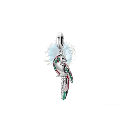 Jewelled tail feather parrot charm Jewelled tail feather parrot charm