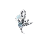 Jewelled silver bird charm
