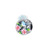 Round bird and flowers charm