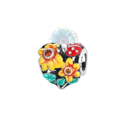 Sunflower ladybird heart charm Sunflower ladybird heart charm