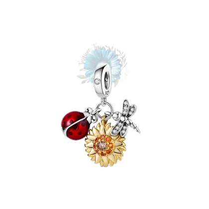 Sunflower and ladybird charm Sunflower and ladybird charm