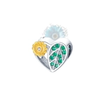 Sunflower and leaf heart charm