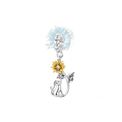 Sunflower playing cat charm Sunflower playing cat charm