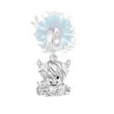 Mum and baby highland cow charm