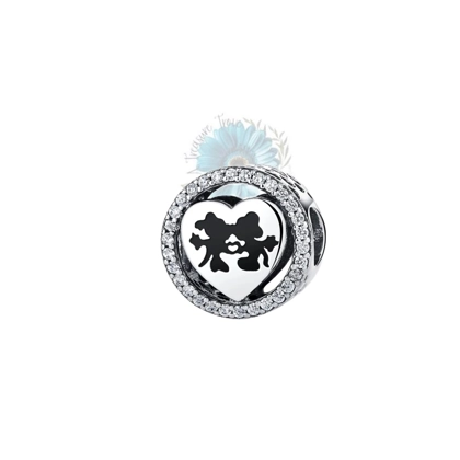 Kissing Mickey and Minnie round charm Kissing Mickey and Minnie round charm