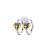 Yellow and purple pansy earrings