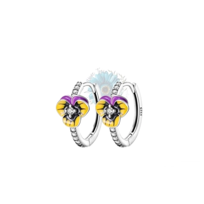 Yellow and purple pansy earrings