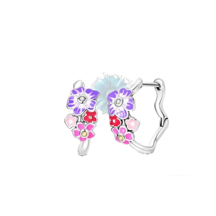 Flower hoop earrings
