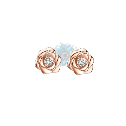 Rose with clear gem stud earrings Rose with clear gem stud earrings