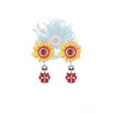 Sunflower and ladybug dangle earrings