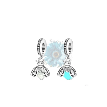 Silver glow bug charm