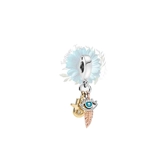 Eye, hand and feather charm