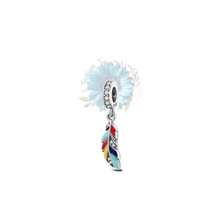 Coloured feather dangle charm