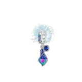 Blue and green dangle feather charm