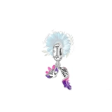 Pink and purple feather and mask charm