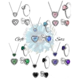 Heart jewelled stud earring gift set