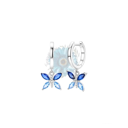 Butterfly dangle hoop earrings