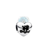 Minnie and Mickey silhouette heart charm