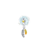 Silver and yellow dangle feather charm