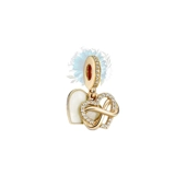 Gold dangle heart and infinity charm