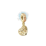 Gold heart family tree charm
