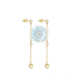 Stud chain heart dangle earrings