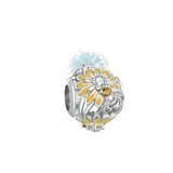 Yellow flower and bee round charm