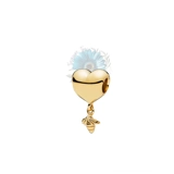 Gold heart dangle bee charm