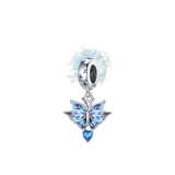 Blue butterfly with heart charm