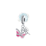 Pink stripped butterfly charm