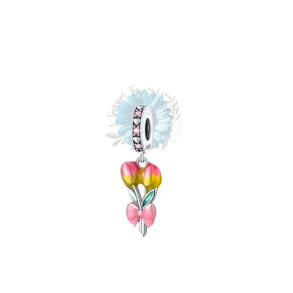 Two tulip and bow charm Two tulip and bow charm