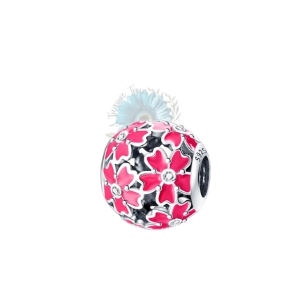Round pink flower charm Round pink flower charm