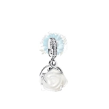 White dangle rose charm