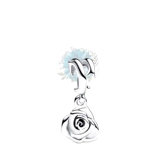 Silver rose dangle charm